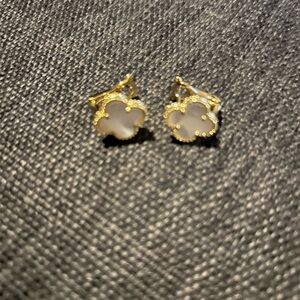 VCA inspired earrings. mother of pearl and gold tone.